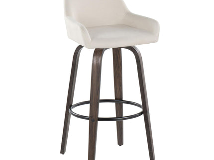 Daniella - Contemporary Fixed Height, Barstool With Swivel With Round Footrest (Set of 2)