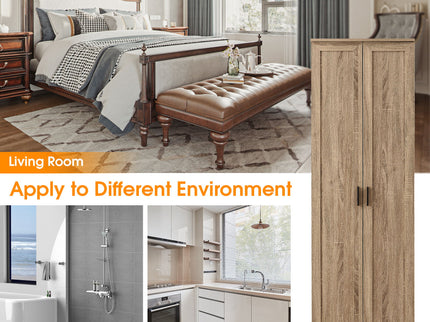 Storage Cabinet With Adjustable Shelves, 2 Doors, Rectangle Design For Bathroom