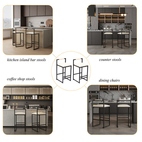 Elegant Bar Stool Set With Backrest And Footrest, Counter Height (Set of 2)