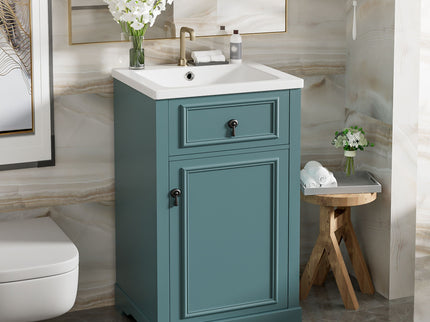 Elegant Bathroom Vanity With Ceramic Sink, Soft Close Door, Adjustable Shelf