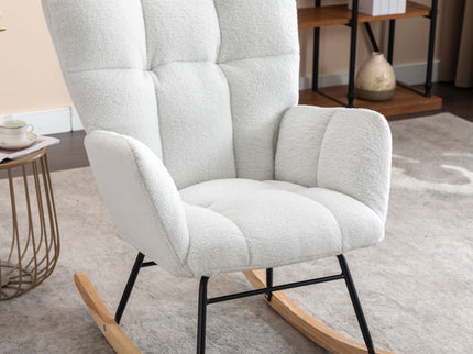 Teddy Fabric Rocking Gilder Nursery Chair For Living Room Indoor - Ivory