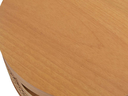 Cabana - Round Cane Storage Side Table - Natural Brown Oak