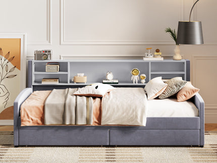 Luxurious Upholstered Platform Bed With Storage Drawers