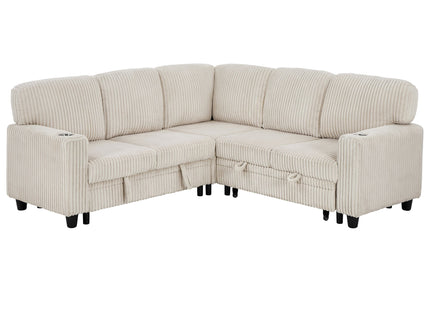 L-Shaped Sofa With Pull Out Sofa Bed With USB