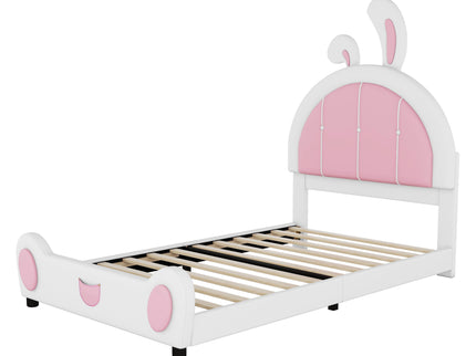 Upholstered Platform Bed With Rabbit Shaped Headboard