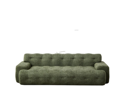 Cloud Series Minimalist Button Tufted Square Arm 3 Seater Sofa