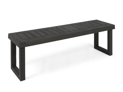Outdoor 6 Seater Dining Set With Bench - Dark Gray / Light Gray