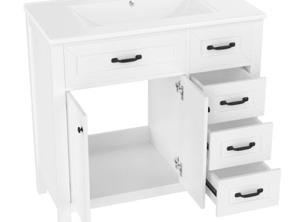 Modern Bathroom Vanity With Sink, Freestanding Design With Drawers And Doors
