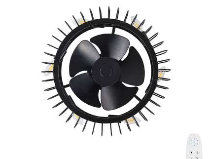 Flush Mount Ceiling Fan With Lights, Low Profile Fandelier With E12 Sockets, Reversible DC Motor, 6 Speeds - Black