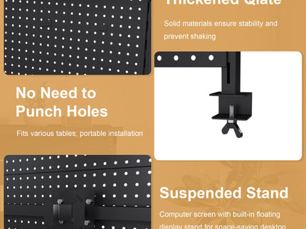 Clamp On Desk Pegboard With Single Monitor Stand