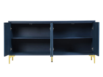 Modern 4 Door Sideboard With Creative Carved Surface And Adjustable Shelves