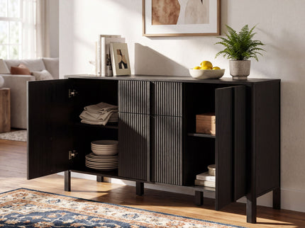 Colored Fluted Sideboard With 3 Doors And 1 Drawer