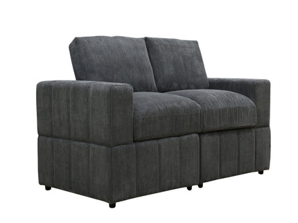 Oversized Modular Loveseat, 2 Piece Living Room Sofa Set - Dark Gray