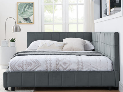 Elegant Storage Upholstered Tufted Bed Frame With Backrest And Armrests
