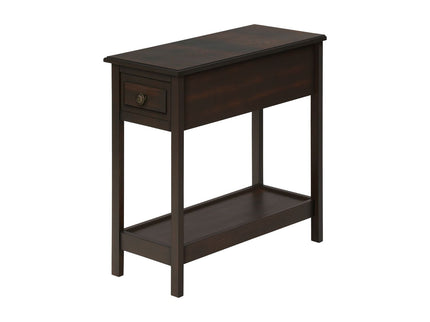Accent End Table, 2 Tier, Storage Drawer, Transitional - Walnut