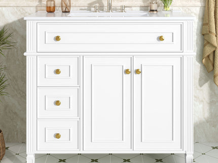 Bathroom Vanity With Sink, 3 Drawers & 2 Doors