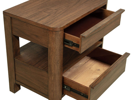 Verona - 2 Drawer Bedside Table With Hidden Storage - Walnut