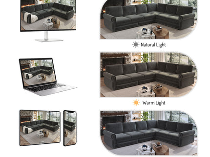 L-Shaped Sofa Couch With Pull-Out Bed
