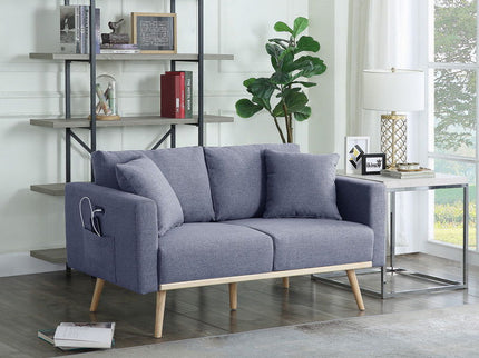 Easton - Fabric Loveseat With USB Charging Ports Pockets And Pillows
