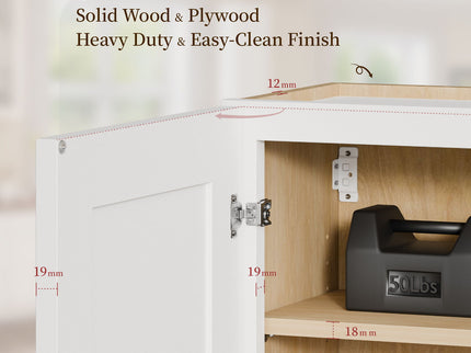 Shaker Wall Cabinet With Soft Close Hinges, Adjustable Shelves, Double Door