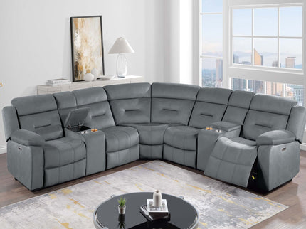 Power Reclining Sectional Set With Console Cup Holders