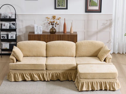 Cloud Sofa With Removable Ruffled Skirt With Ottoman And Flared Arms