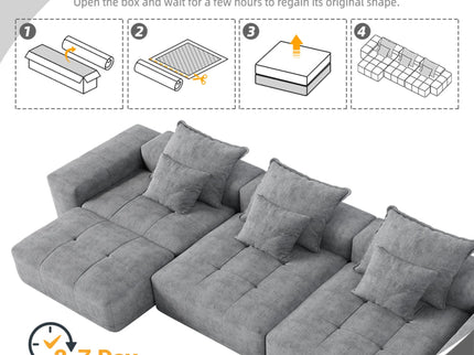 Modern Oversized, Modular Sectional Sofa With Pillows