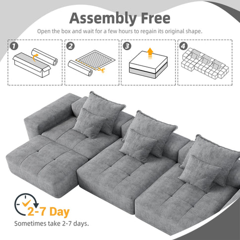Modern Oversized, Modular Sectional Sofa With Pillows