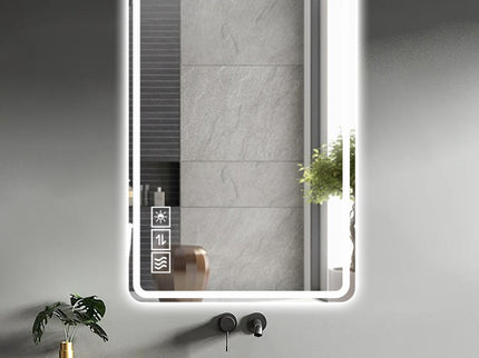 LED Bathroom Mirror Vanity Mirrors With Front Lights Wall Mounted Anti-Fog Frameless Make Up Mirror With Light Copper Free Silver Mirror Horizontal Or Vertical - Silver
