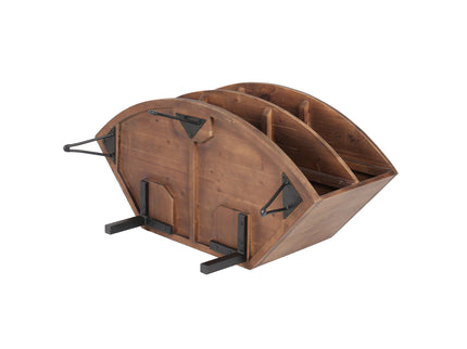 Fan Shape Reclaimed Wood Corner Media Table For Living Room Wise Use Your Space - Natural