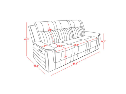 Ian - Power Reclining Sofa With LED & Global Surround System - Charcoal