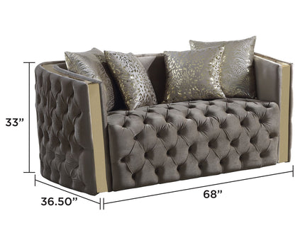 Naomi - Button Tufted Loveseat - Taupe