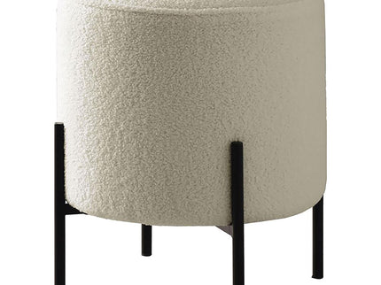 Round Upholstered Ottoman - Beige