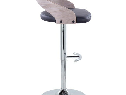 Grotto - Contemporary, Adjustable Barstool With Swivel With Rounded T Footrest (Set of 2)