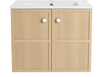 Wall Mounted Bathroom Vanity With Ceramic Sink And 2 Soft Closing Doors