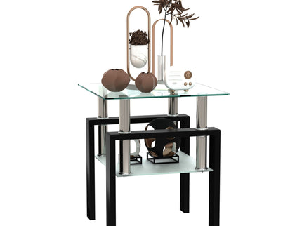 Modern Tempered Glass Tea Table, End Square Table For Living Room
