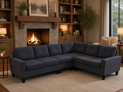 Modular L - Shaped Sectional Sofa 6 Seater 4 Piece Couch With Chaise
