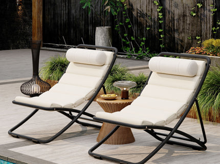 Outdoor Folding Chair With Adjustable Backrest (Set of 2)