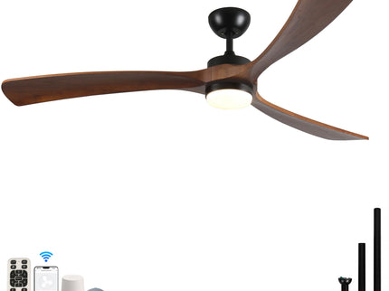 Solid Wood Ceiling Fan With Lights And Remote Control Indoor Outdoor Ceiling Fan 3 Wooden Blades Modern Ceiling Fan For Porch Living Room Bedroom