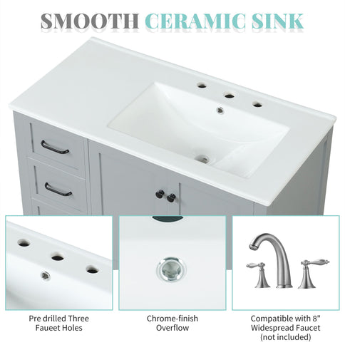 Bathroom Vanity With Sink Top, Bathroom Vanity Cabinet With 2 Doors And 2 Drawers, Open Shelf