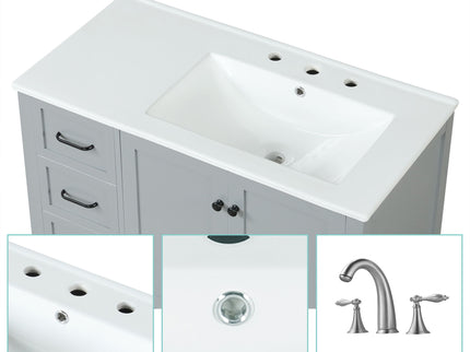 Bathroom Vanity With Sink Top, Bathroom Vanity Cabinet With 2 Doors And 2 Drawers, Open Shelf