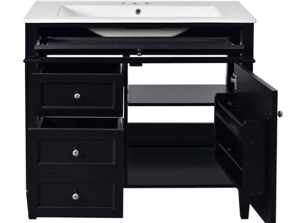 Bathroom Vanity With Mirror Cabinet, Storage Cabinet With 2 Soft Closing Doors And 4 Drawers, Undermount Sink