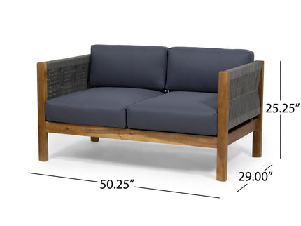 Charlotte - Outdoor And Rope 4 Seater Chat Set With Cushions - Teak