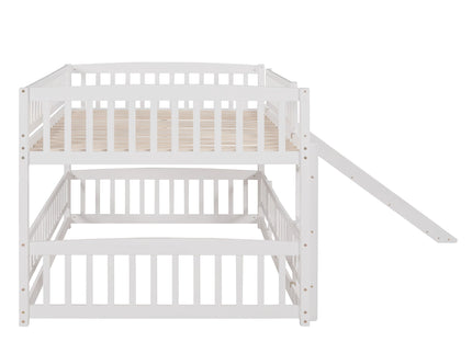 Low Bunk Bed With Slide, Fence And Ladder