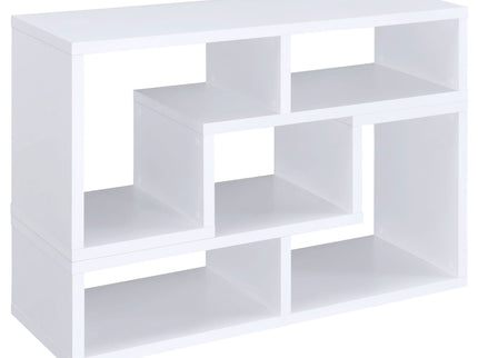 Convertable L-Shaped Bookcase With Open Shelves - White