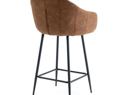 Modern Style Counter Height Bar Stools, With Comfortable Upholstery, Durable Metal Legs Ensure Stability - Brown