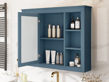 Wall Mounted Medicine Cabinet With Mirror, Storage Cabinet Featuring 6 Open Shelves And Adjustable Interior