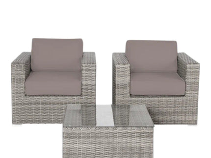 Wicker Seating Group Set With Table And Cushions