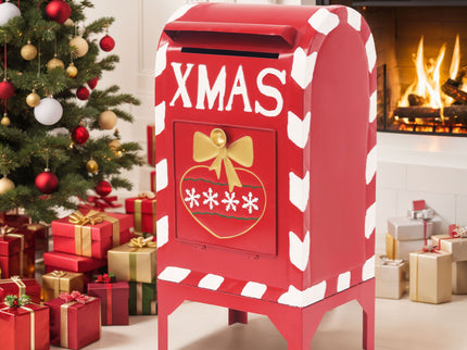Christmas Mailbox Decoration With Festive Design, Classic Holiday Charm - Red