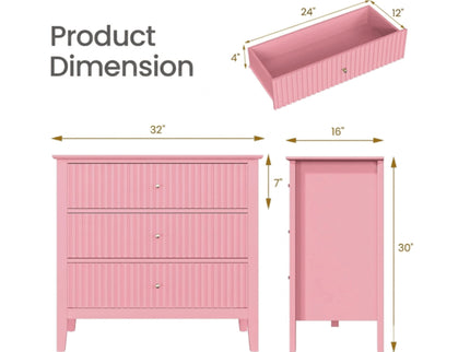 Fluted 3 Drawer Nightstand With Soft Close Slides